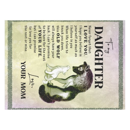 zu meinem Tochter-Geschenk, Liebe-Letter-Tochter u Tischdecke (Vorderseite (Horizontal))