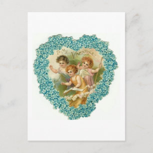 Zu meinem Valentine Blue Floral Heart Feiertagspostkarte