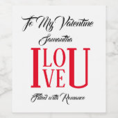 Zu meinem Valentinin mit Namen - Weinetikett (Einzelnes Label)