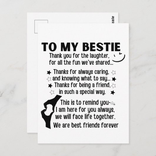 Zu meinen Bestie sind wir für immer die besten Fre Postkarte (Vorne/Hinten)