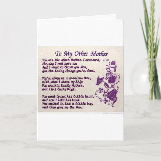 Zu meiner anderen Mutter. Danke (Vorderseite)