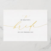 zu meiner Braut an unserem Hochzeitstag Elegant Folieneinladung (Vorderseite)