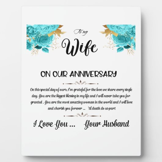 Zu meiner Ehefrau Fotoplatte (Vorderseite)