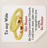 Zu meiner Ehefrau für ihr Ehepaar Ring Monogramm Sherpadecke (Vorderseite (Horizontal))