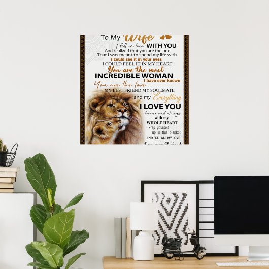Zu meiner Ehefrau Löwengeschenk, Liebe Ehefrau Geb Poster (Heimbüro)