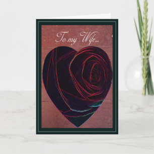 Zu meiner Ehefrau Valentine Rose Herz Feiertagskarte