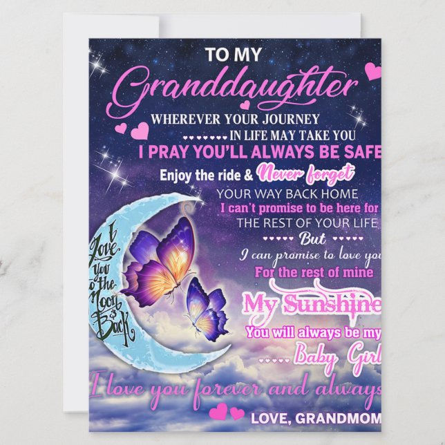 Zu meiner Enkelin Butterflies Geburtstagsgeschenki (Vorderseite)