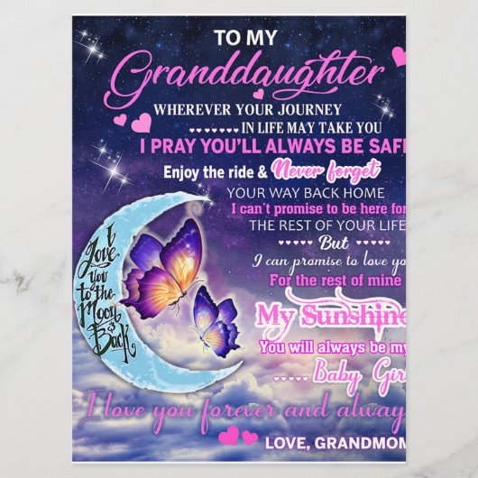 Zu meiner Enkelin Butterflies Geburtstagsgeschenki Menükarte (Vorderseite)