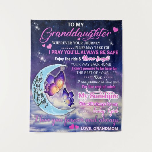 Zu meiner Enkelin Butterflies Geburtstagsgeschenki Wandteppich (Vorderseite)