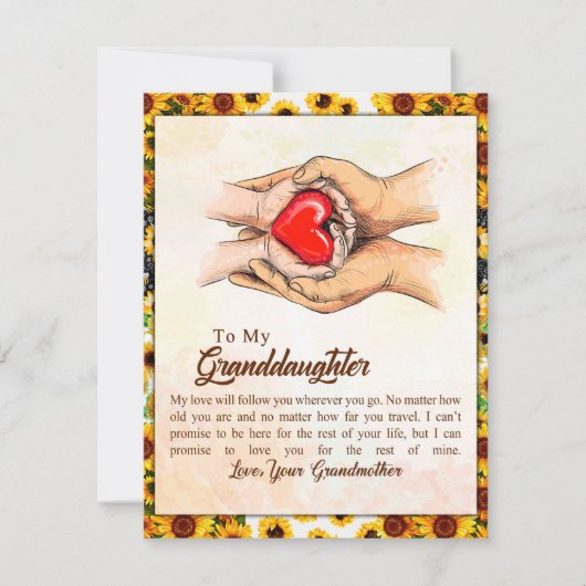 zu meiner Großtochter Sonnenblumengeschenk von Oma Einladung (Vorderseite)