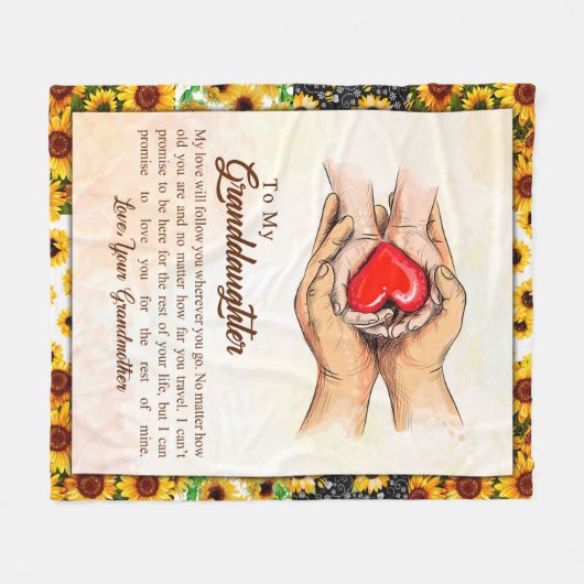 zu meiner Großtochter Sonnenblumengeschenk von Oma Fleecedecke (Vorderseite (Horizontal))