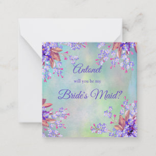 zu meiner Lilec Lavender Bride Maid Mitteilungskarte