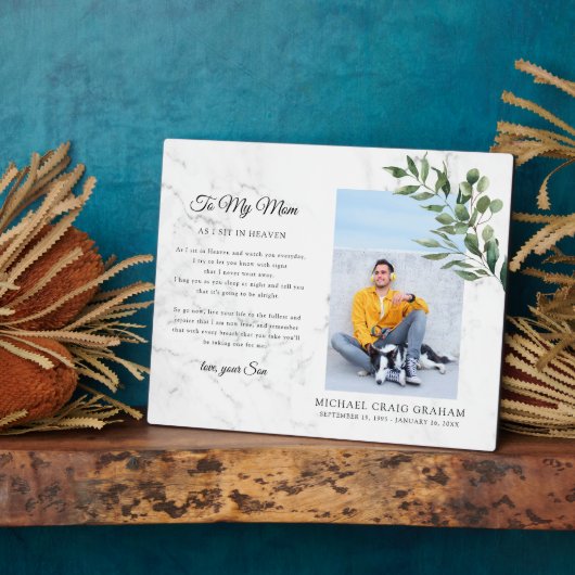 Zu meiner Mama | Greenery Keepake Memorial Foto Fotoplatte (Seite)