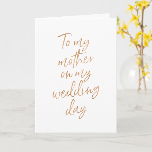 Zu meiner Mutter auf der Hochzeit | Stilvolle Gold Karte (Gelbe Blume)