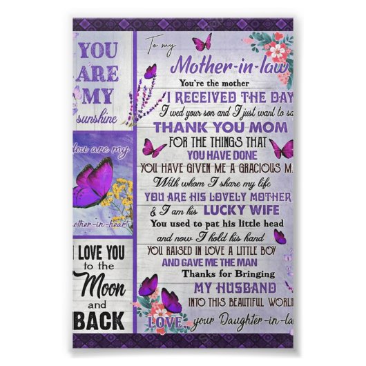 zu meiner Mutter- in - Law Geschenk, Mutter Geburt Fotodruck (Vorne)