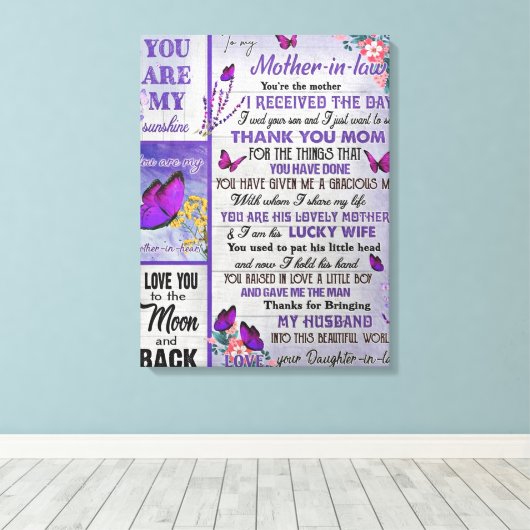 zu meiner Mutter- in - Law Geschenk, Mutter Geburt Leinwanddruck (Insitu (Holzboden))
