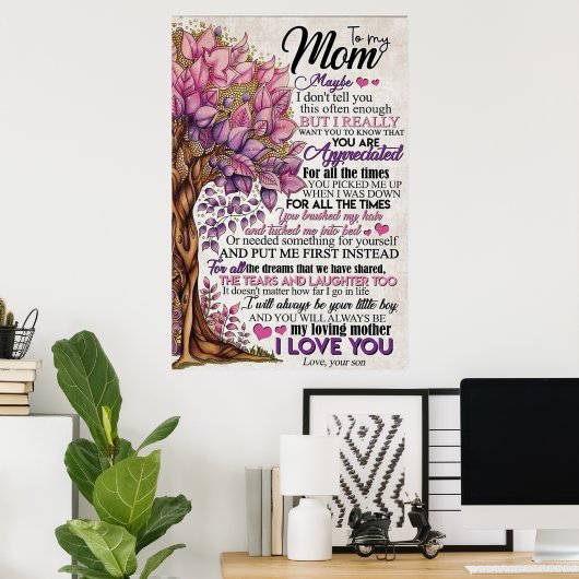 zu meiner Mutter, Mütter Tagesgeschenke Poster (Heimbüro)