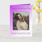 Zu meiner schönen Ehefrau: Lila Valentinisches Fot Karte (Gelbe Blume)