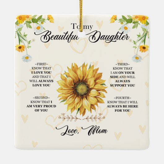 Zu meiner schönen Tochter Keramikornament (Rückseite)