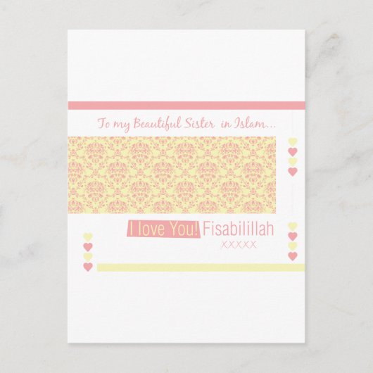 Zu meiner Schwester im Islam - ich Liebe, Sie fina Postkarte (Vorderseite)