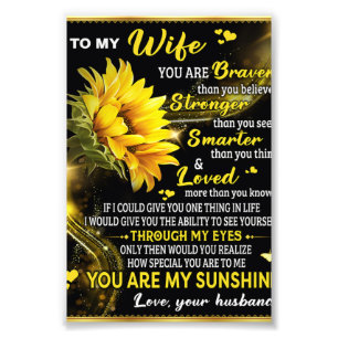 Zu meiner Sonnenblume Ehefrau Geburtstagsgeschenk, Fotodruck