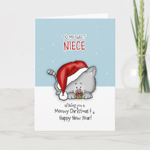 Zu meiner süßen Nichte - Cat Christmascard Feiertagskarte