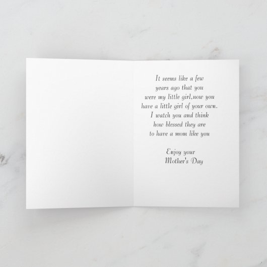 Zu meiner Tochter am Muttertag Karte (Innenseite)