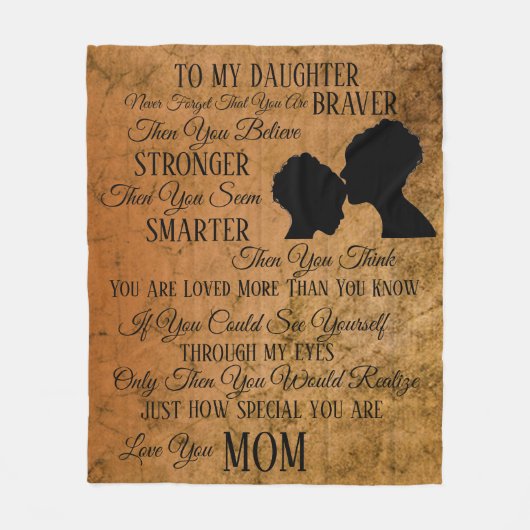 zu meiner Tochter aus der Mama Fleecedecke (Vorderseite)