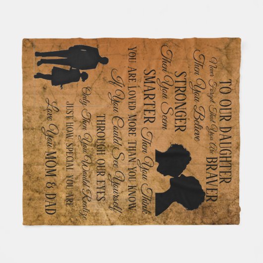 zu meiner Tochter aus Mama und Vater Fleecedecke (Vorderseite (Horizontal))