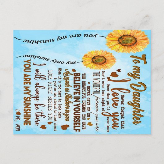 Zu meiner Tochter | Sonderbrief an meine Tochter Postkarte (Vorderseite)