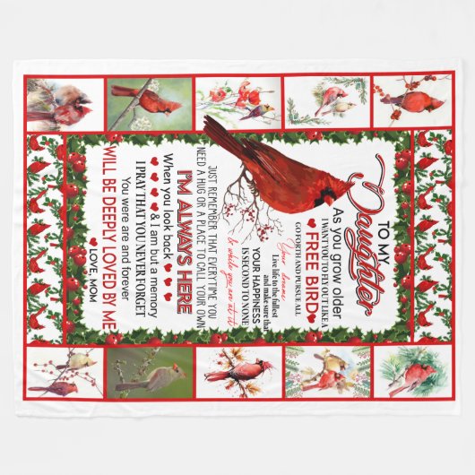 Zu meiner Tochter will ich dir wie ein roter Vogel Fleecedecke (Vorderseite (Horizontal))