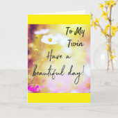 ZU MEINER *TWIN* AUF IHRER GEBURTSKARTE KARTE (Gelbe Blume)