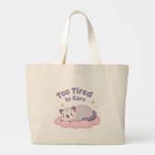 Zu müde für Cue Cat Design Jumbo Stoffbeutel (Rückseite)