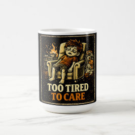 Zu müde, um sich zu kümmern – Erschöpfter Humor Eh Kaffeetasse