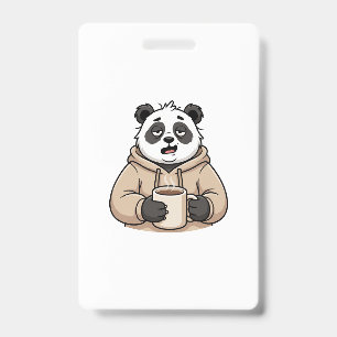 Zu müde, um zu funktionieren Panda Coffee Cartoon Ausweis