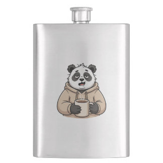 Zu müde, um zu funktionieren Panda Coffee Cartoon Flachmann