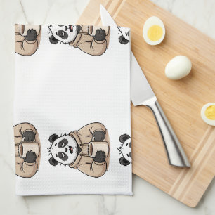 Zu müde, um zu funktionieren Panda Coffee Cartoon Geschirrtuch