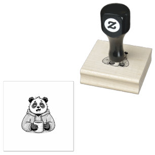 Zu müde, um zu funktionieren Panda Coffee Cartoon Gummistempel