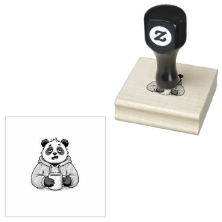 Zu müde, um zu funktionieren Panda Coffee Cartoon Gummistempel
