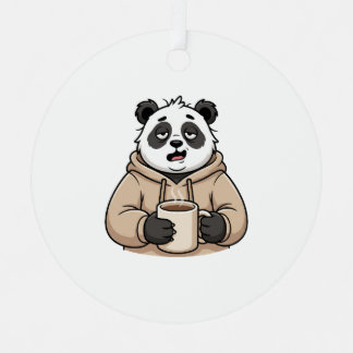 Zu müde, um zu funktionieren Panda Coffee Cartoon Ornament Aus Metall