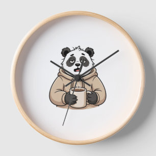 Zu müde, um zu funktionieren Panda Coffee Cartoon Uhr