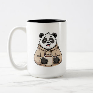 Zu müde, um zu funktionieren Panda Coffee Cartoon Zweifarbige Tasse