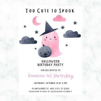 Zu Niedlich, Girl Halloween 1. Geburtstag zu sprec Einladung