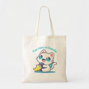 Zu Niedlich Kawaii Anim Cat & Fish Tote Bag Tragetasche