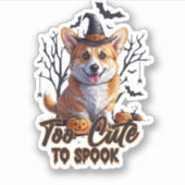 Zu Niedlich, um Funny Halloween Hund Corgi T shir Aufkleber (Vorderseite)