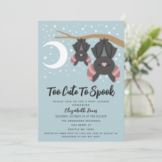 Zu Niedlich, um Halloween Boy Baby Dusche zu sprec Einladung (Stehend Vorderseite)