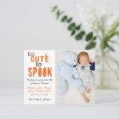 Zu Niedlich, um Halloween Foto Baby Boy zu spreche Ankündigungspostkarte (Stehend Vorderseite)