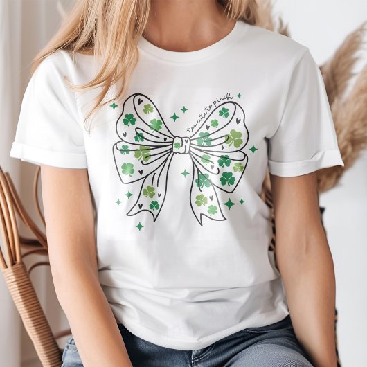 "Zu Niedlich" Vintager Bow mit Kleeblättern T-Shirt