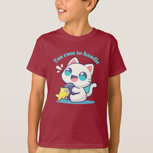 Zu niedliche Katze, kawaii farbiger T - Shirt (Vorderseite)