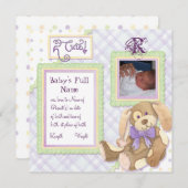 Zu Niedliche Welpe, Mit Monogramm Kinderankündigun Ankündigung (Vorne/Hinten)